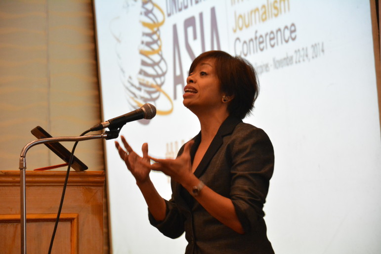 Investigative journalist Sheila Coronel gives keynote speech at the first Asian Investigative Journalism Conference. 